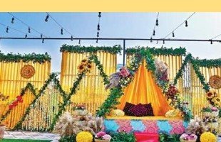 Marigold Stage Haldi Setup - Corporate Event Management in Udaipur